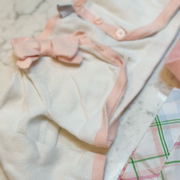 Janie & Jack 3 piece bundle 3-6M ponte pants cropped sweater and plaid capri - Picture 4 of 4